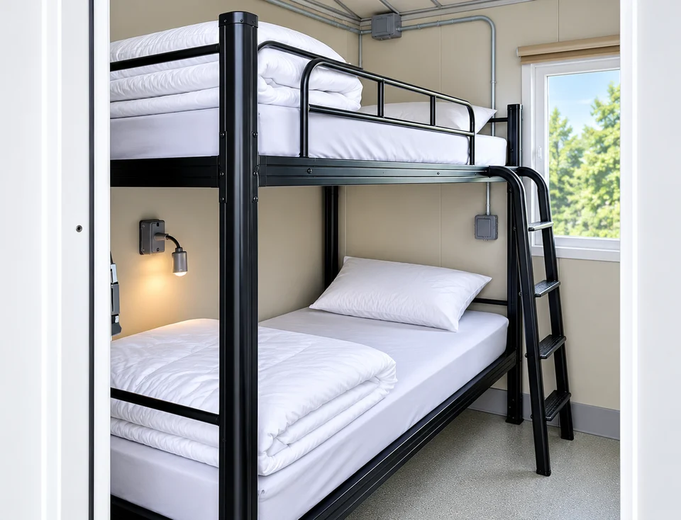 Bunk-bed sleeping-room interior in the two-stall sleeper reference set